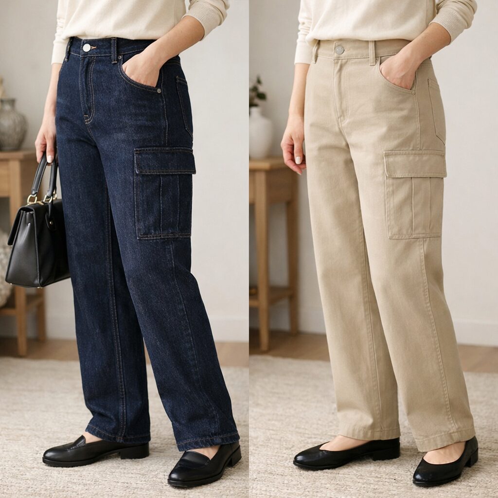 素材の違いだけでなく、横から見たときのボリューム感までチェックすると、着回しやすさの差がぐっと見えやすくなります。