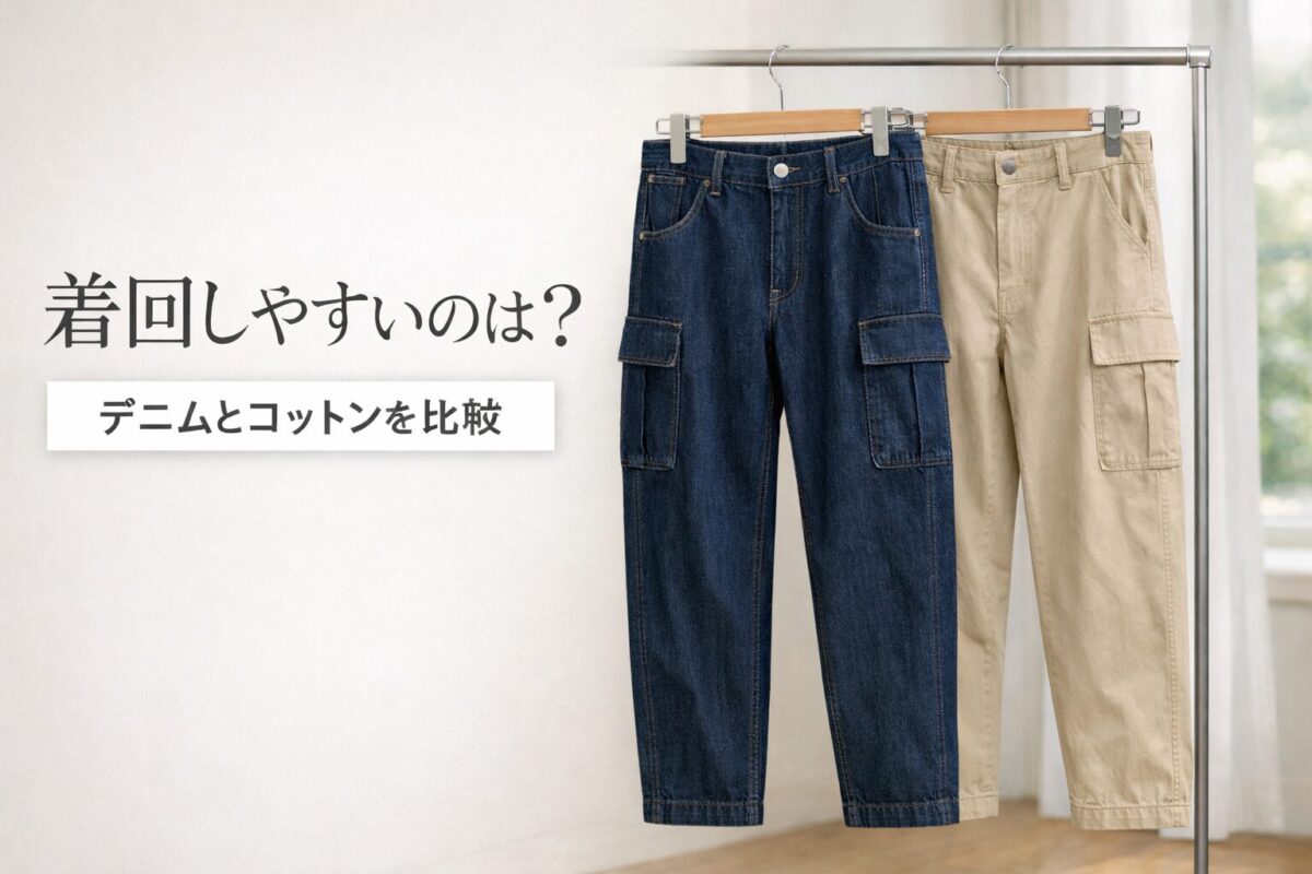 デニムカーゴパンツとコットンカーゴパンツ、着回しやすいのはどっち？
