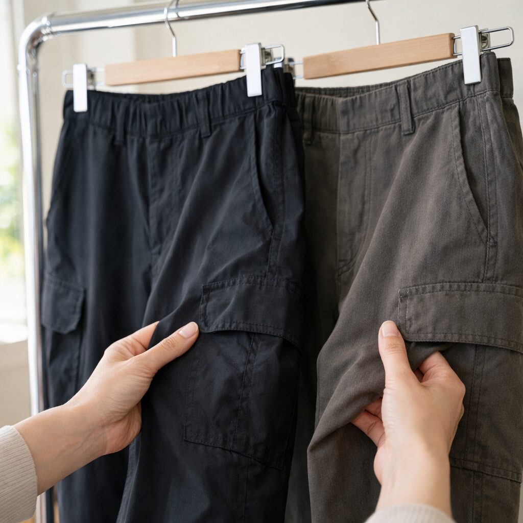 素材の違いが分かると、普段の服にどちらがなじみやすいかをイメージしやすくなります。