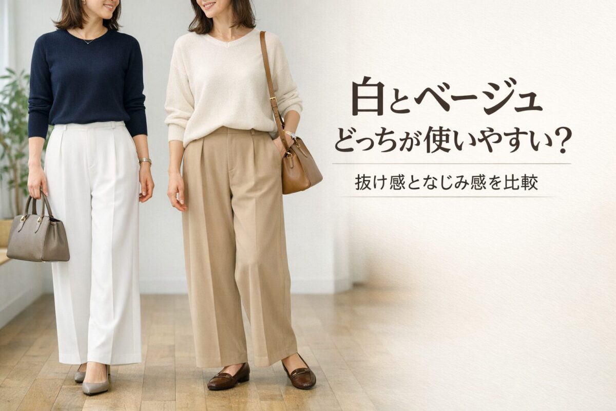白ワイドパンツとベージュワイドパンツ、使いやすいのはどっち？