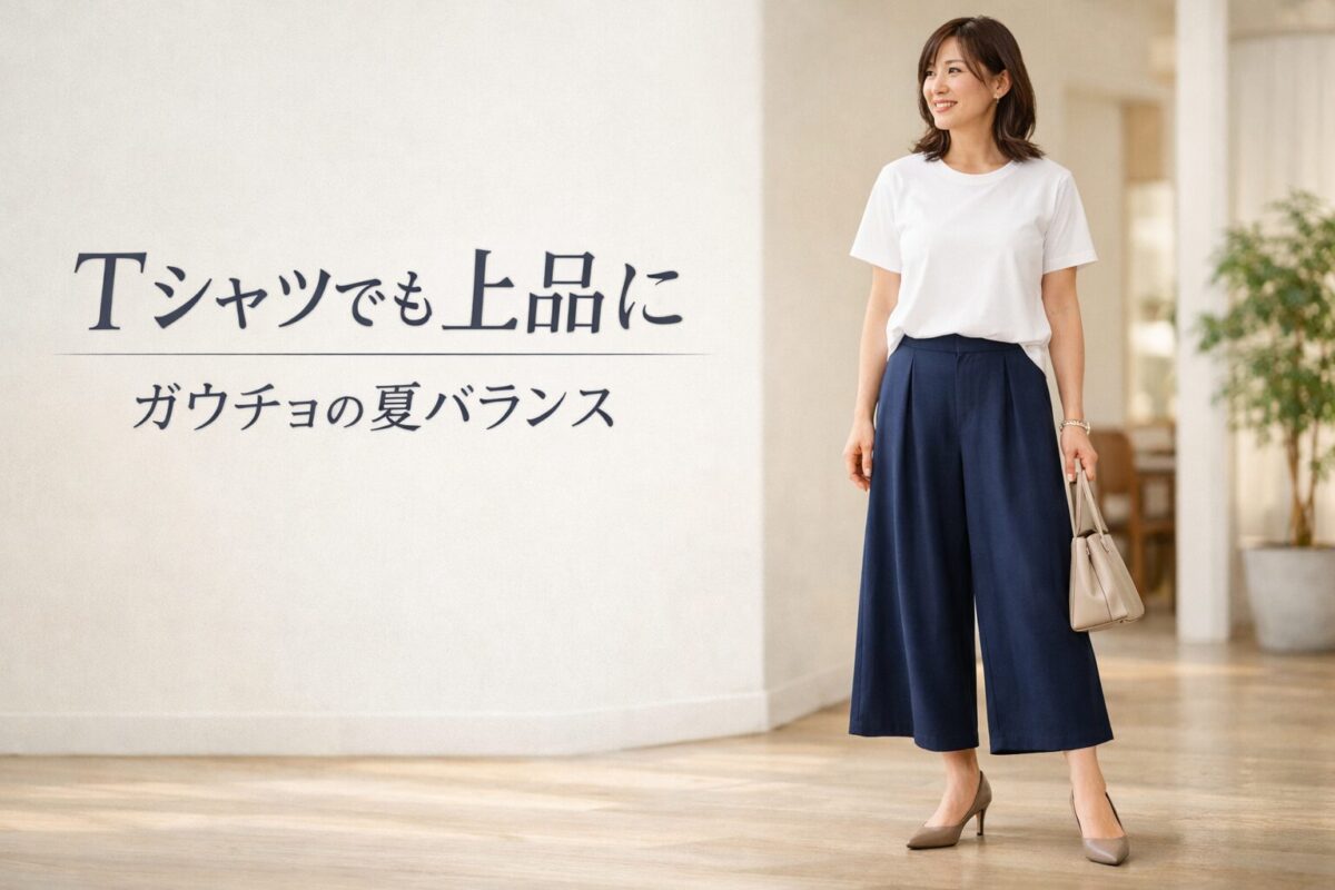 夏のガウチョパンツにTシャツを合わせると部屋着見えしない？