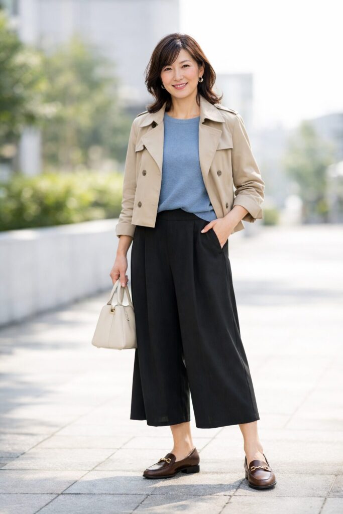 黒に寒色を合わせると、甘さを抑えながら上品に整えやすくなります。