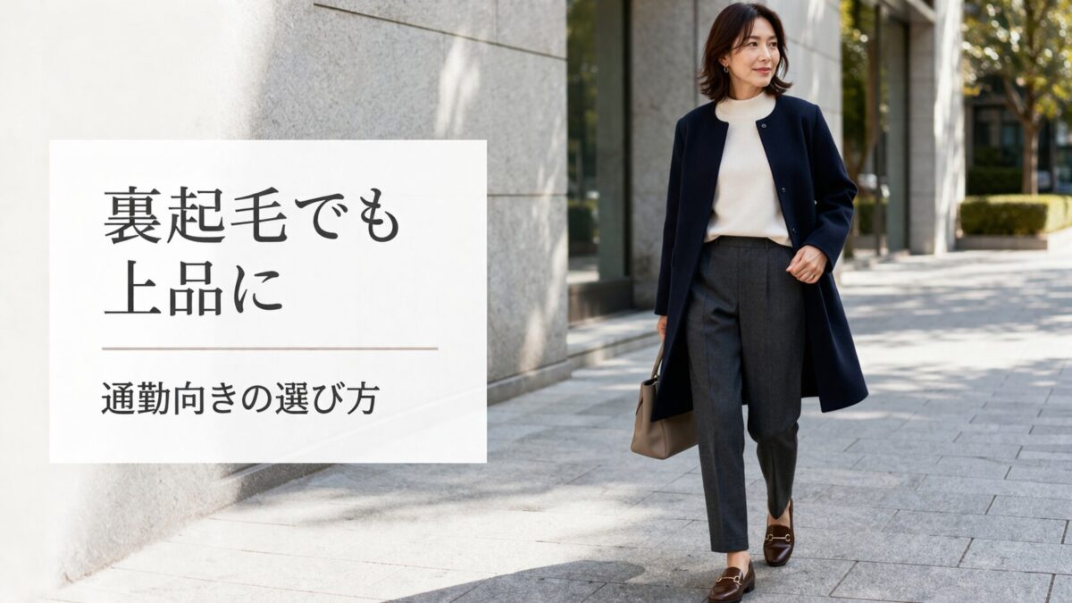 冬の通勤は裏起毛テーパードパンツでもきれいめに見える？