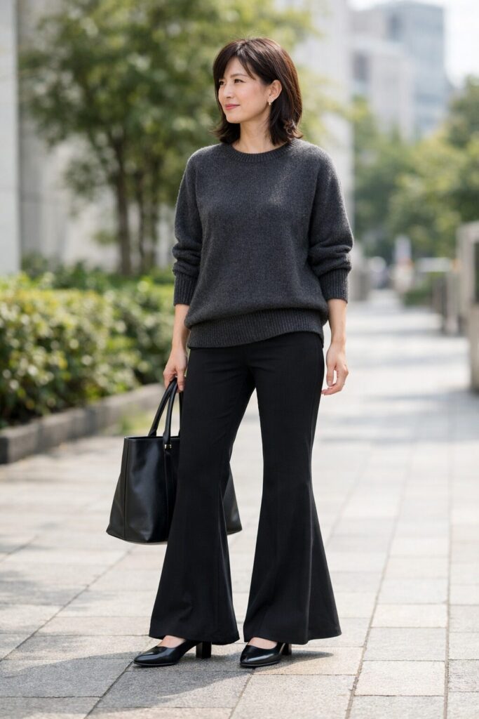 広がりが強すぎて少し取り入れにくいフレアパンツ