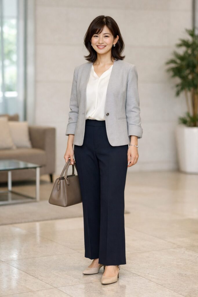 低身長でも重たく見えにくいフレアパンツコーデ