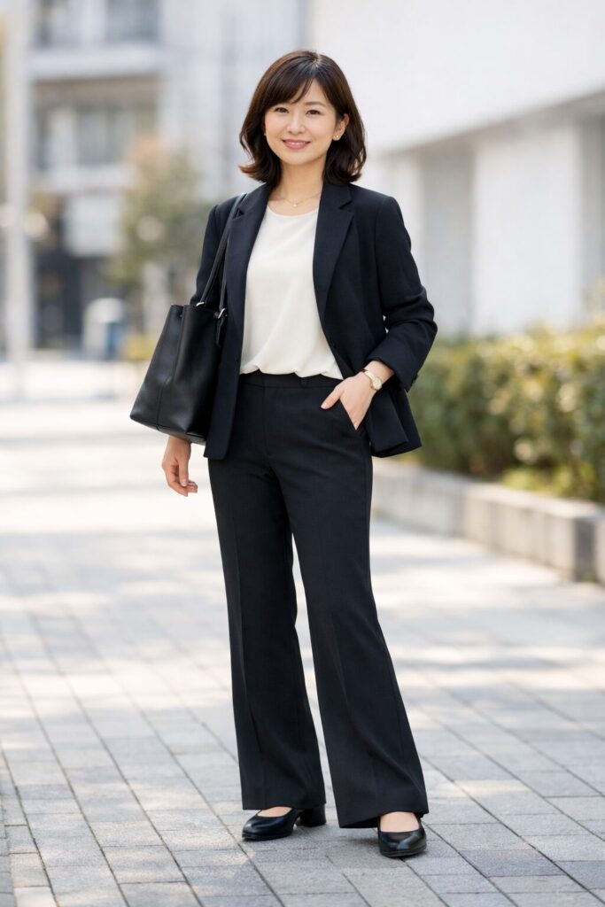 低身長だと少し重たく見えやすいフレアパンツコーデ