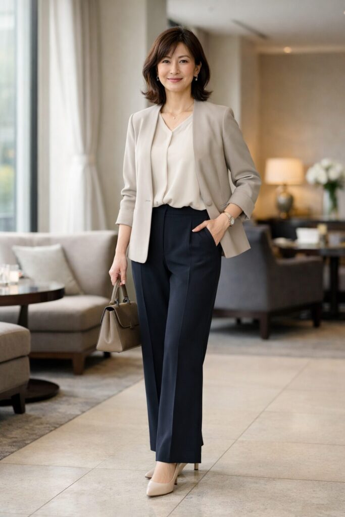 40代が大人っぽく取り入れやすいフレアパンツ