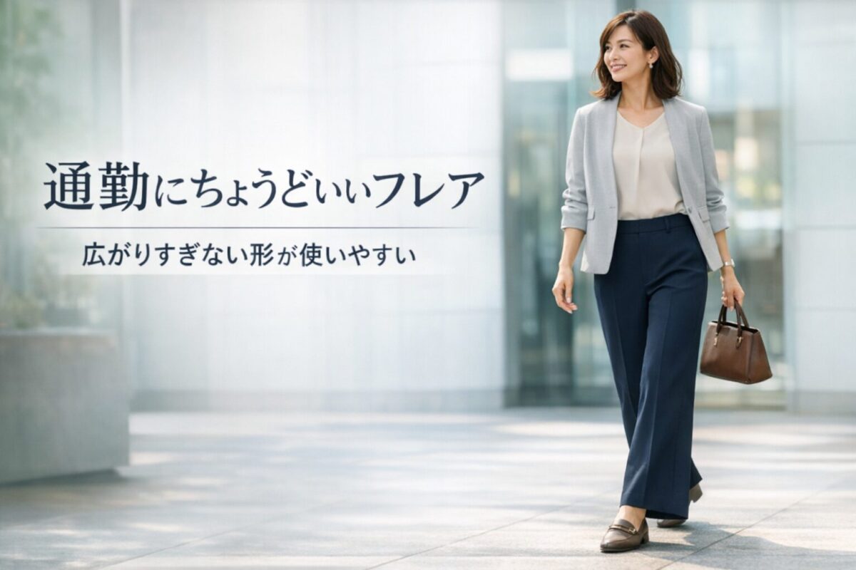 通勤で使いやすいフレアパンツはどんな形？大人女性が選びやすいポイント
