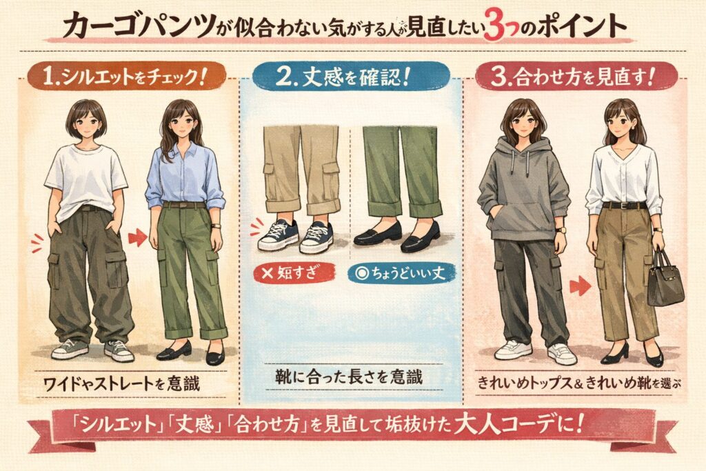 カーゴパンツが似合わない気がする人が見直したい3つのポイント
