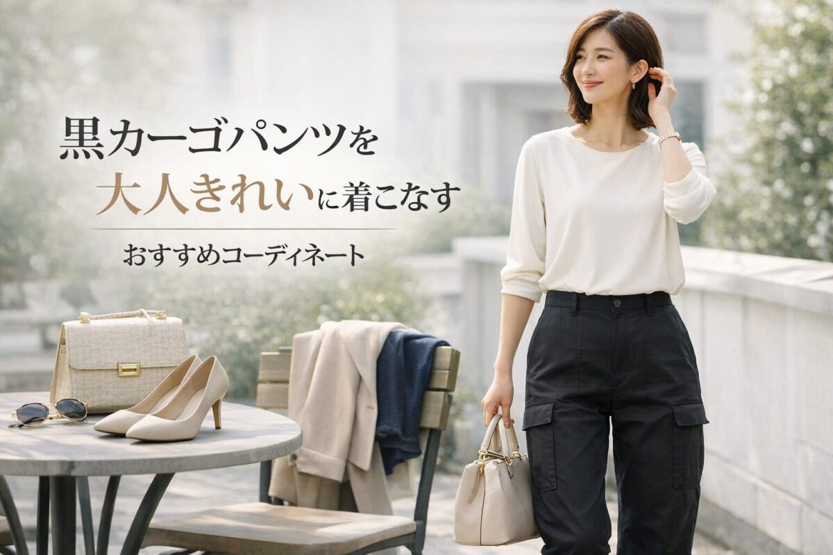 黒カーゴパンツに合うトップスは？大人女性のきれいめコーデ例