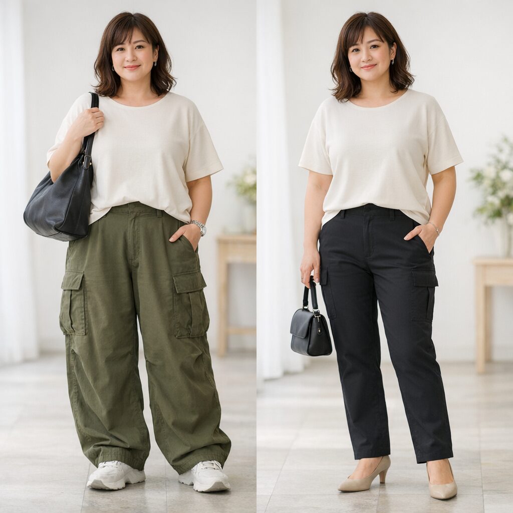 ぽっちゃり体型が着太りしにくいカーゴパンツの選び方
