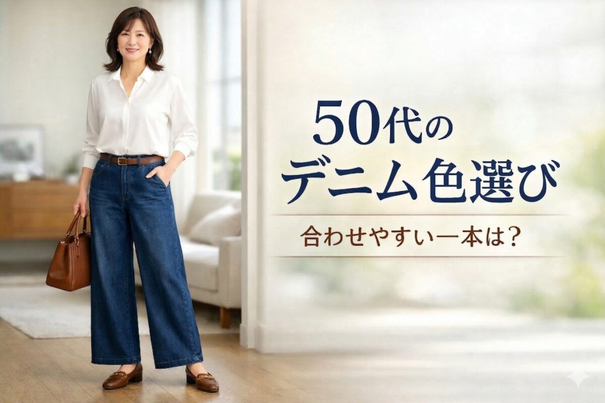 50代がデニムワイドパンツを選ぶなら何色が合わせやすい？