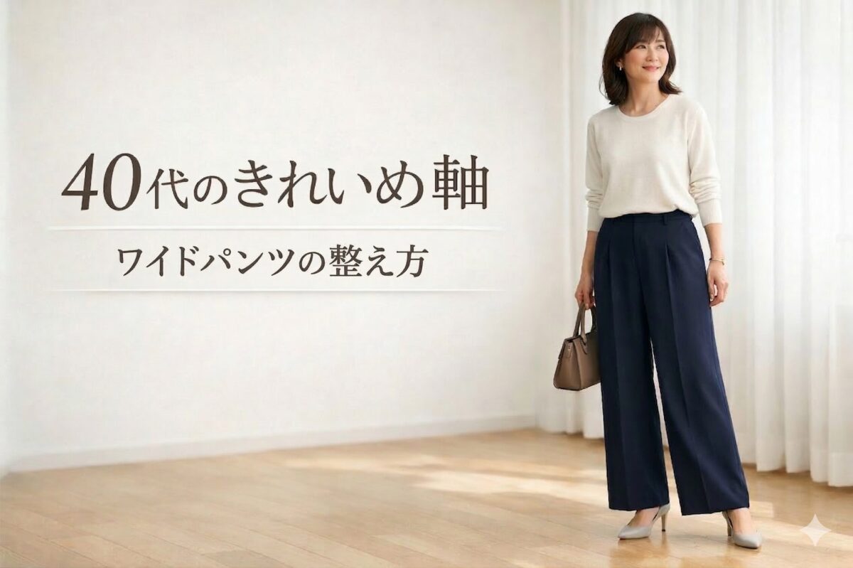 40代がきれいめに履きやすいワイドパンツコーデの基本