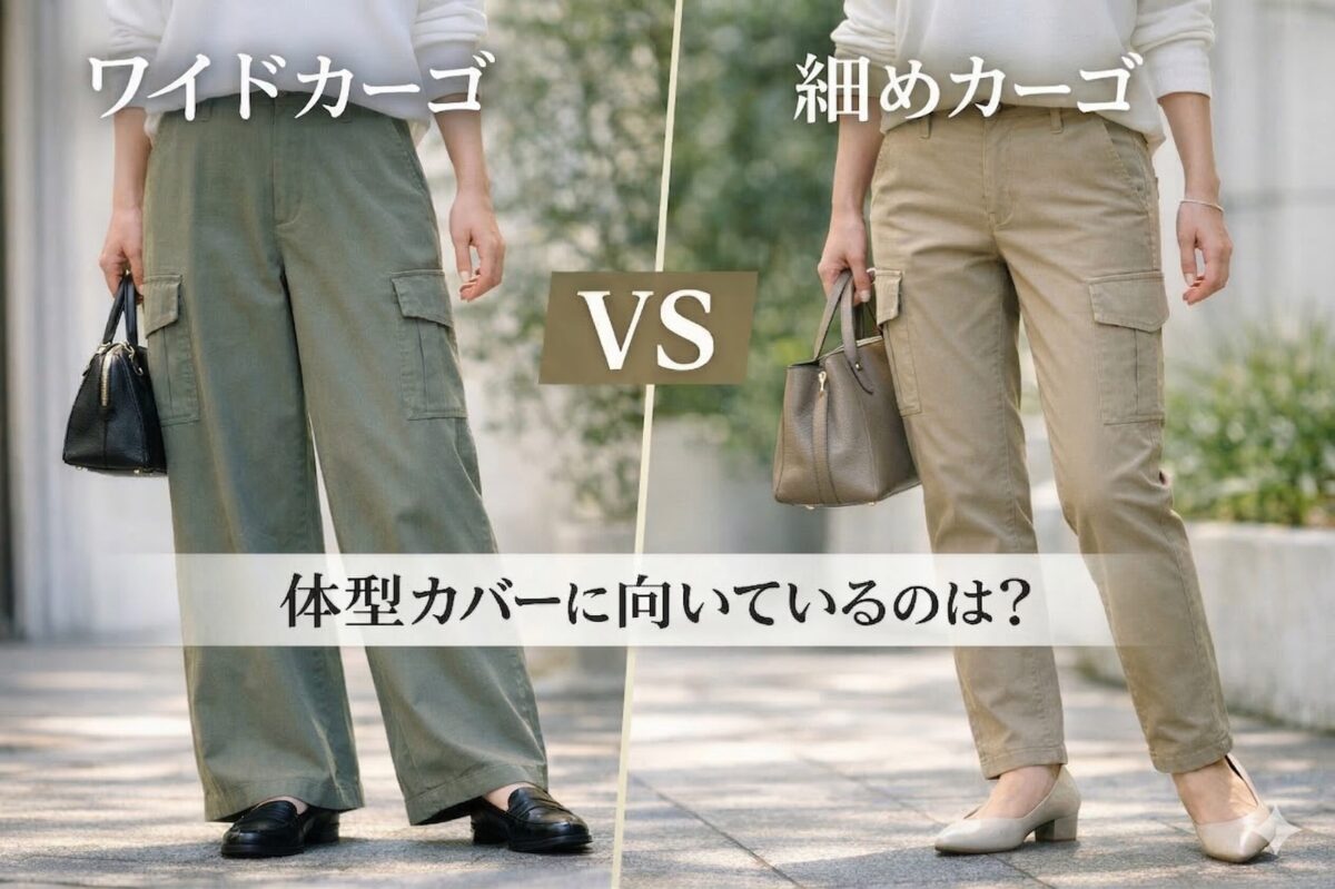 ワイドカーゴパンツと細めカーゴパンツ、体型カバー向きはどっち？