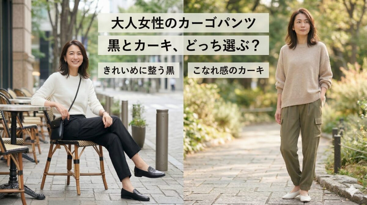 黒とカーキのカーゴパンツ、大人女性にはどちらが使いやすい？