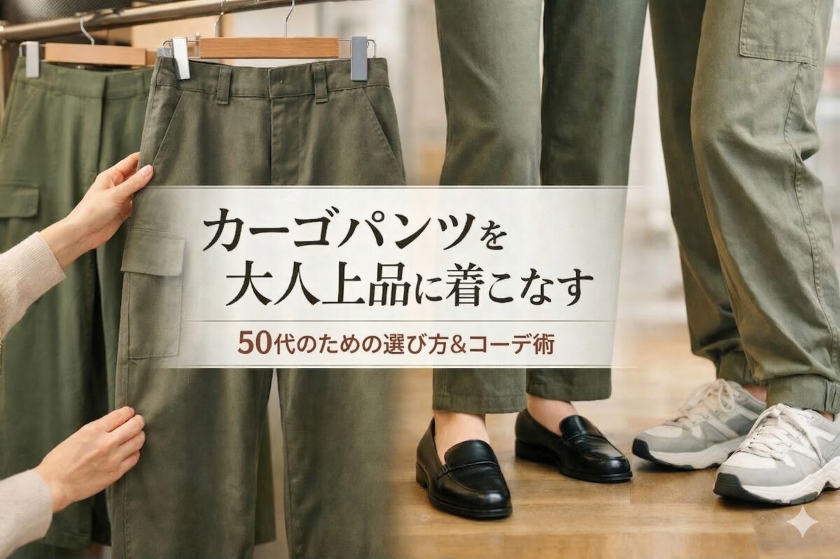50代がカーキのカーゴパンツを上品に着る方法｜大人っぽく見せる選び方と合わせ方