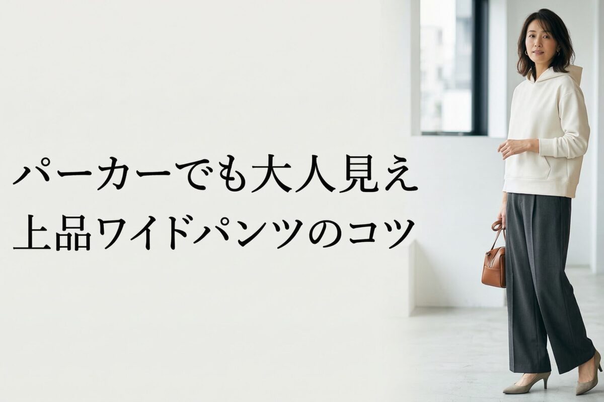 ワイドパンツ×パーカーが子どもっぽく見えないコーデのコツ｜大人女性が失敗しにくい選び方