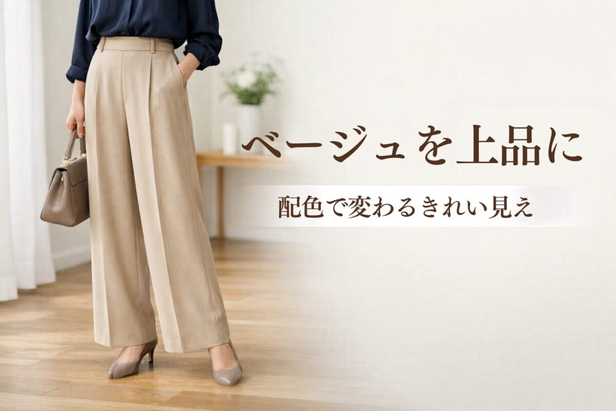 ベージュワイドパンツを上品に見せる配色のコツは？大人女性が失敗しにくい合わせ方