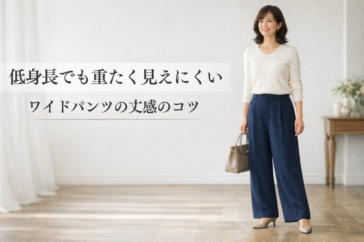 低身長が失敗しにくいワイドパンツの股下の選び方｜重たく見えにくい丈感の見極め方
