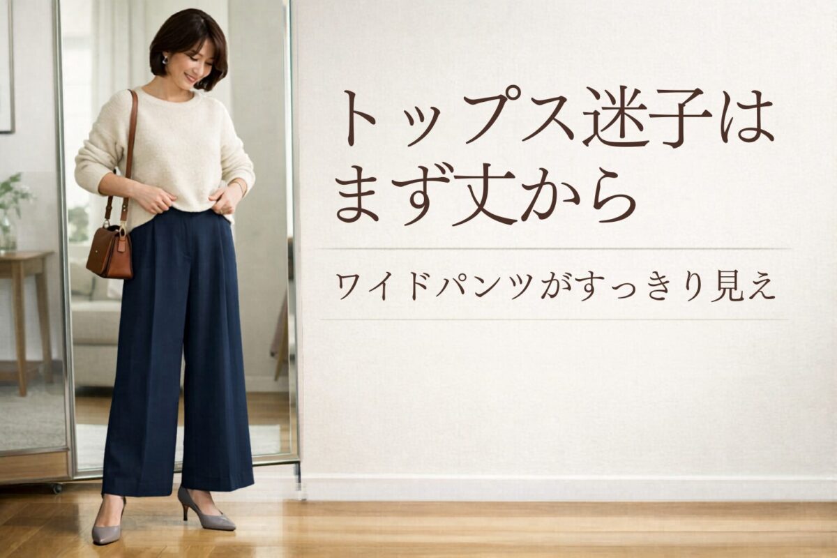 ワイドパンツに合うトップスが決まらないときは丈と裾のどちらを見る？