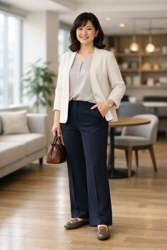 ぽっちゃり体型でもすっきり見えやすいフレアパンツ