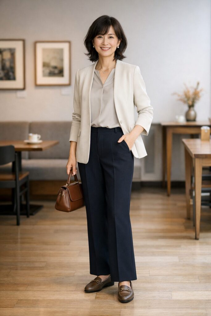 50代が自然に取り入れやすいフレアパンツのきれいめバランス