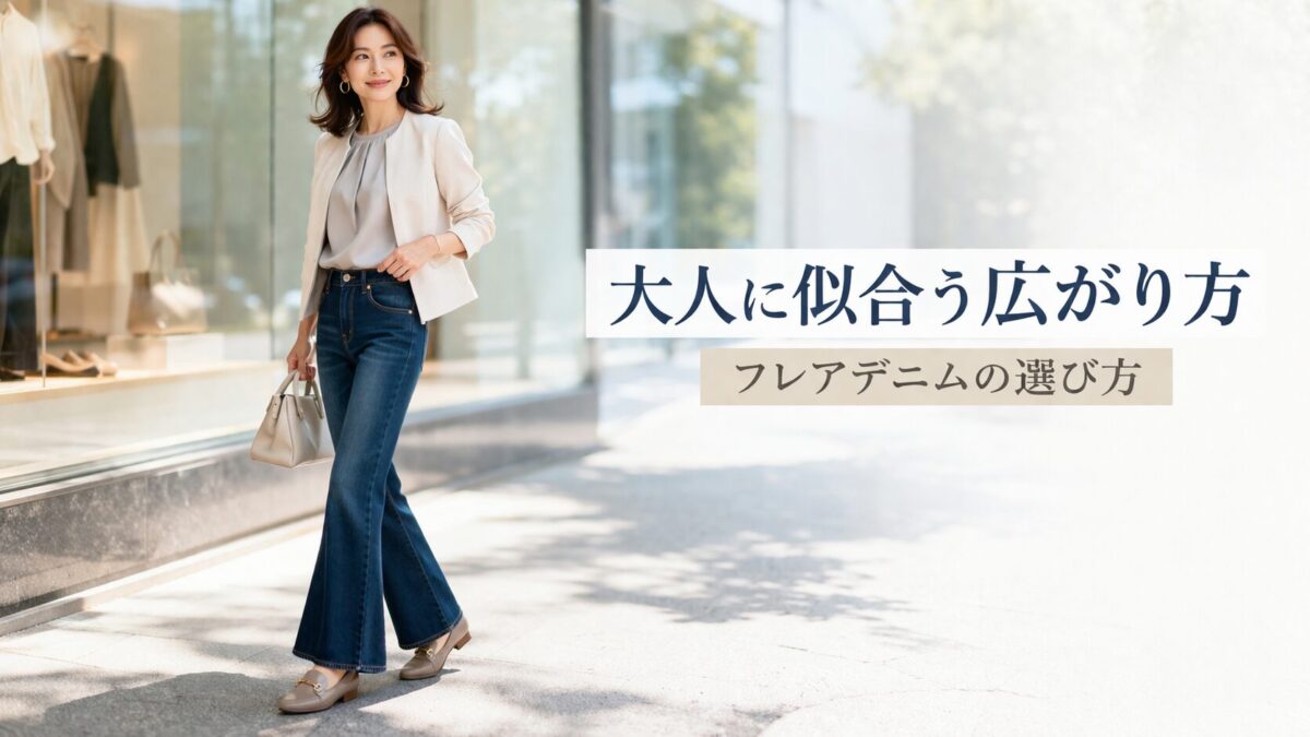 フレアデニムを大人っぽく見せやすい選び方｜広がりすぎない形で整えるコツ