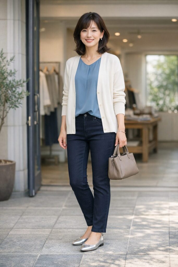 裾がたまりにくく、低身長でも縦ラインが整って見える