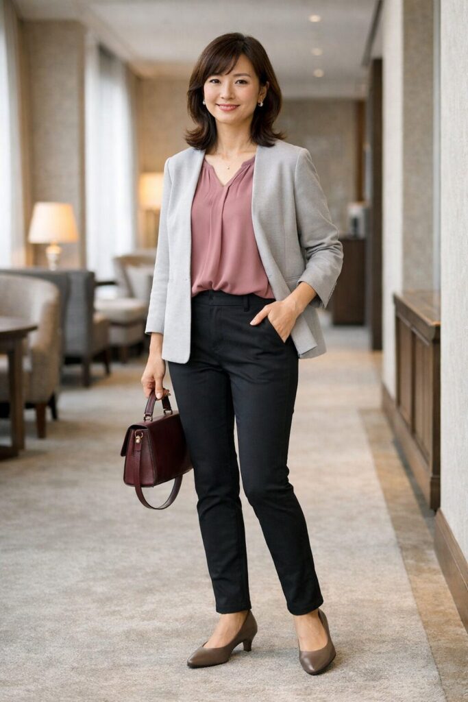 全体として知的でやわらかく、黒スキニーでも強すぎない