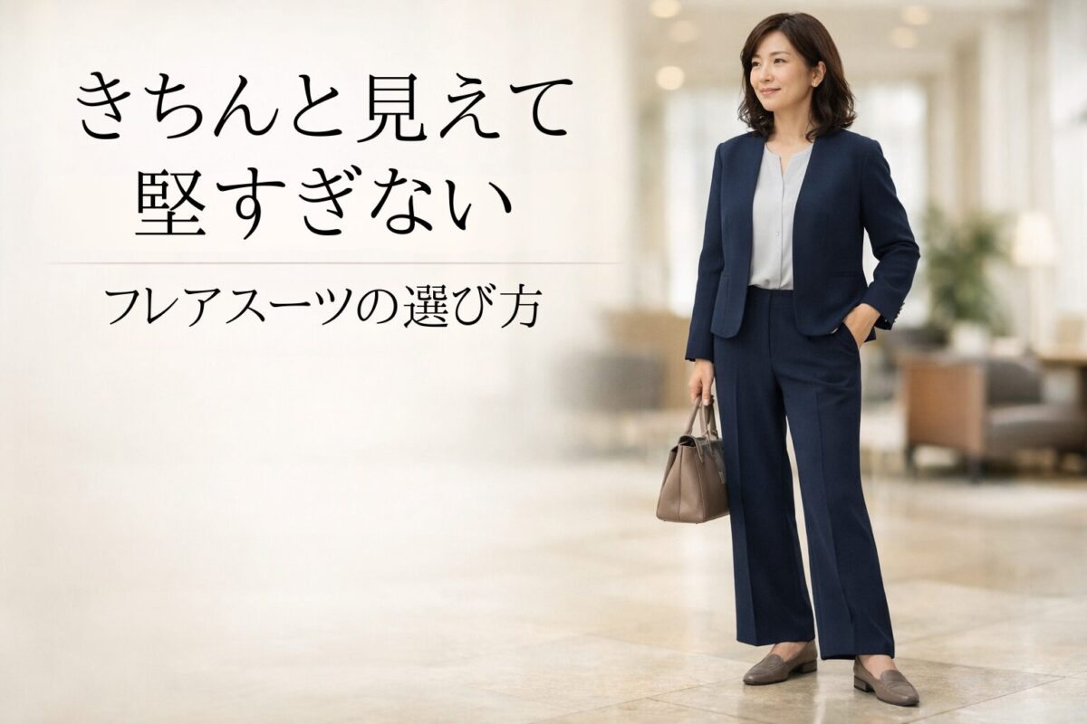 セレモニー寄りに見えやすいフレアパンツスーツの選び方
