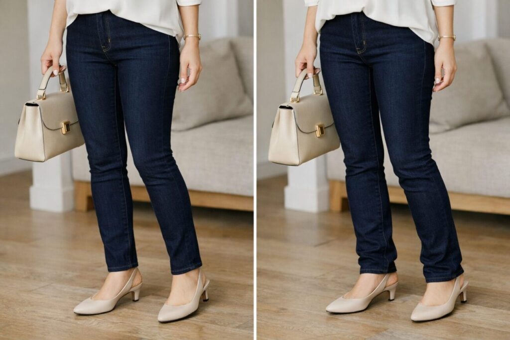 裾の丈感と足元のつながりの違い