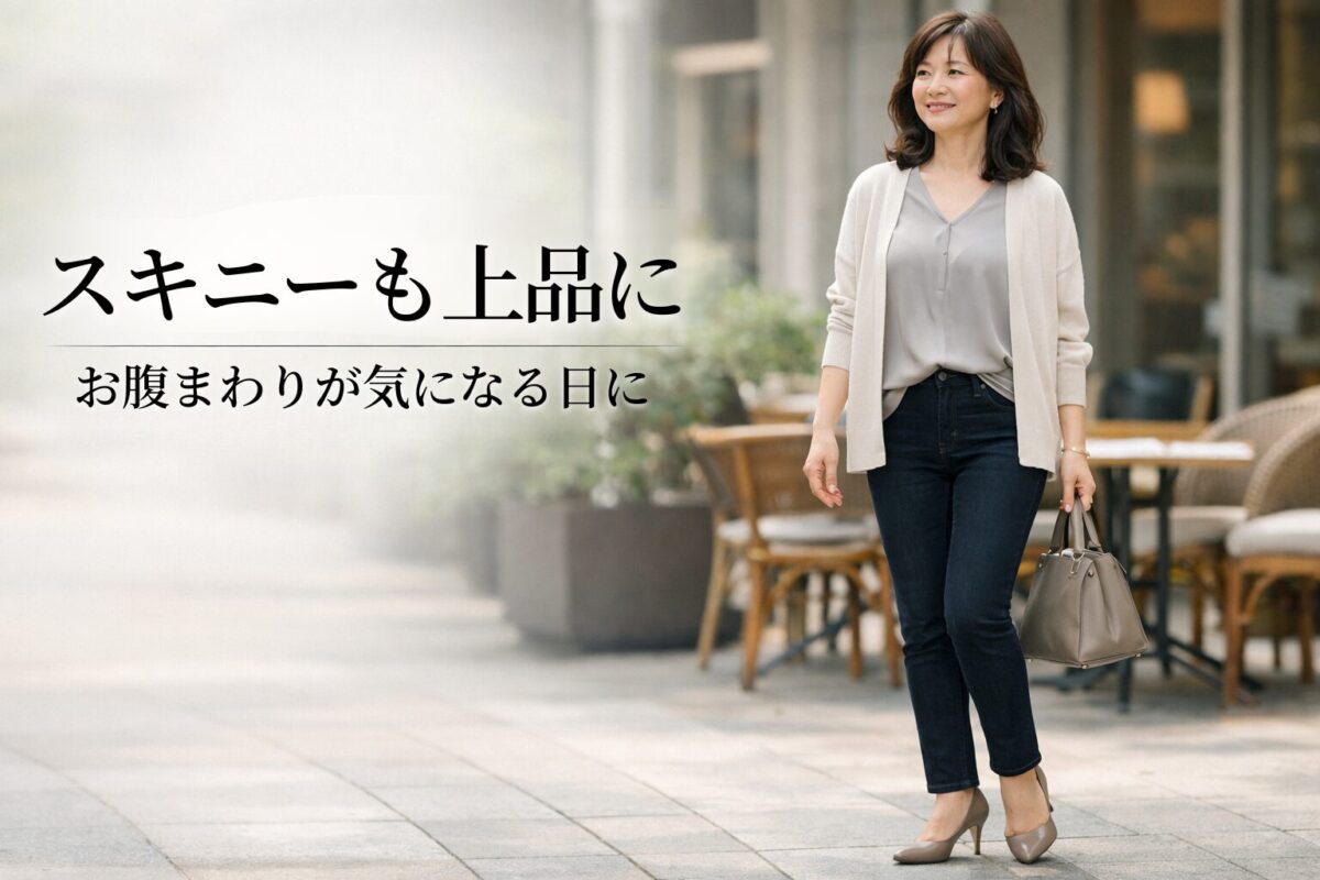 お腹ぽっこりでもスキニーは履ける？大人女性がすっきり見えやすい選び方