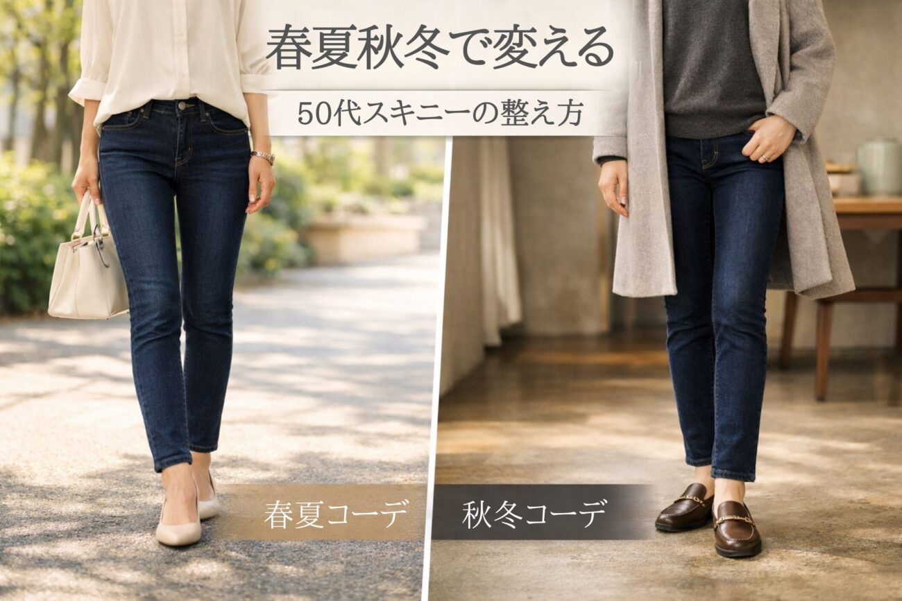 50代のスキニーデニムは春夏秋冬でどう変える？季節別コーデの整え方