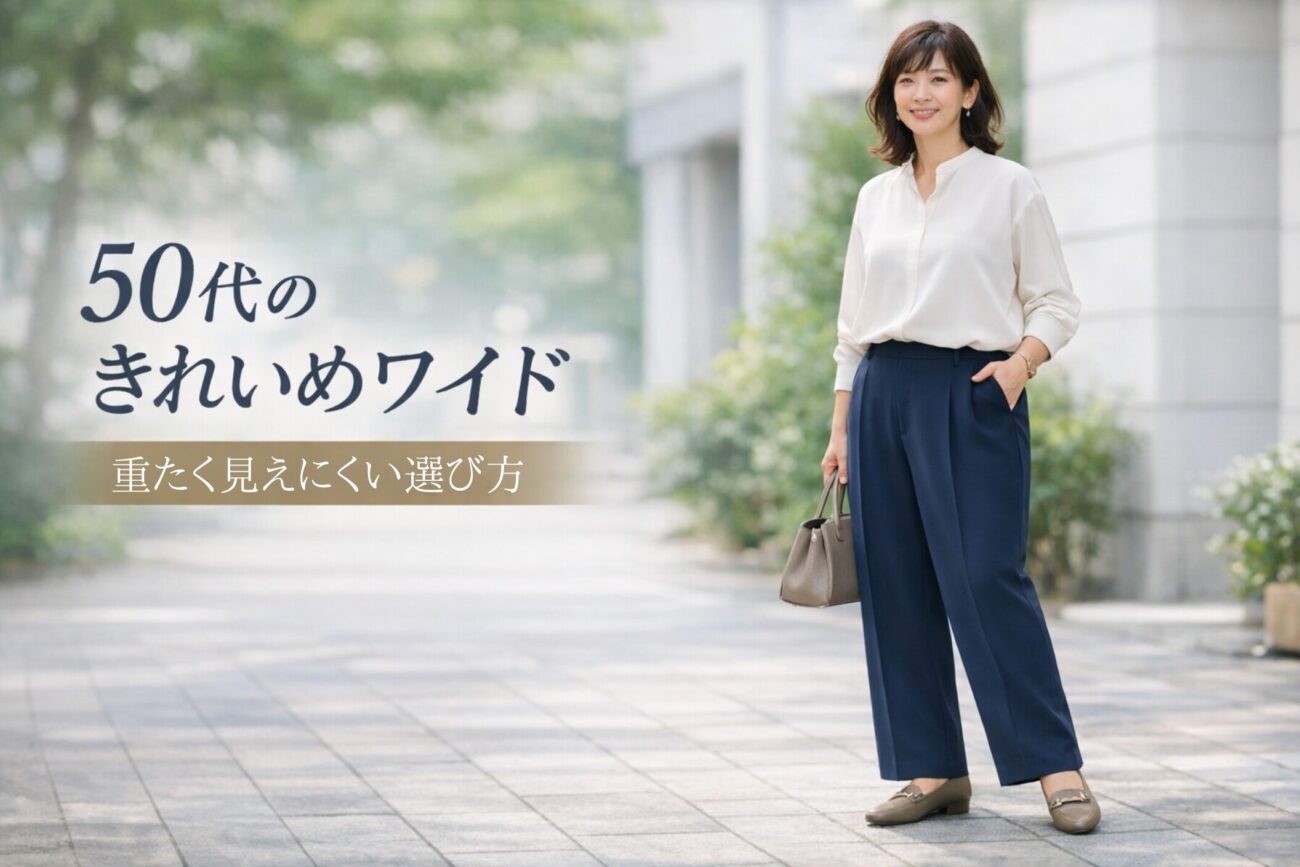 50代ぽっちゃりさんのワイドパンツ選び｜重たく見えにくくきれいめに整うポイント